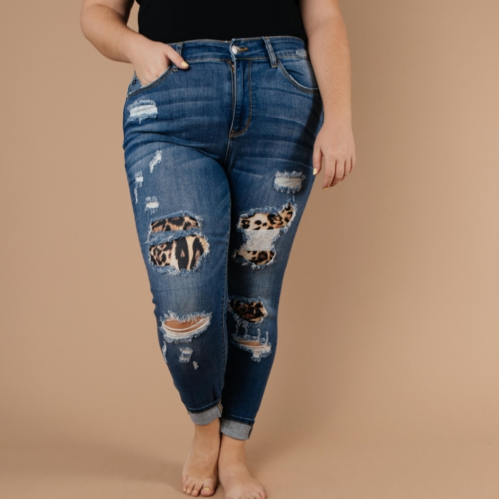 Judy Blue's Leopard Patch Jeans